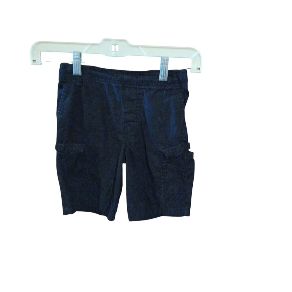 365 Kids Black Shorts Pockets Elastic Waist Belt Loops Size 6 Boys 100% Cotton